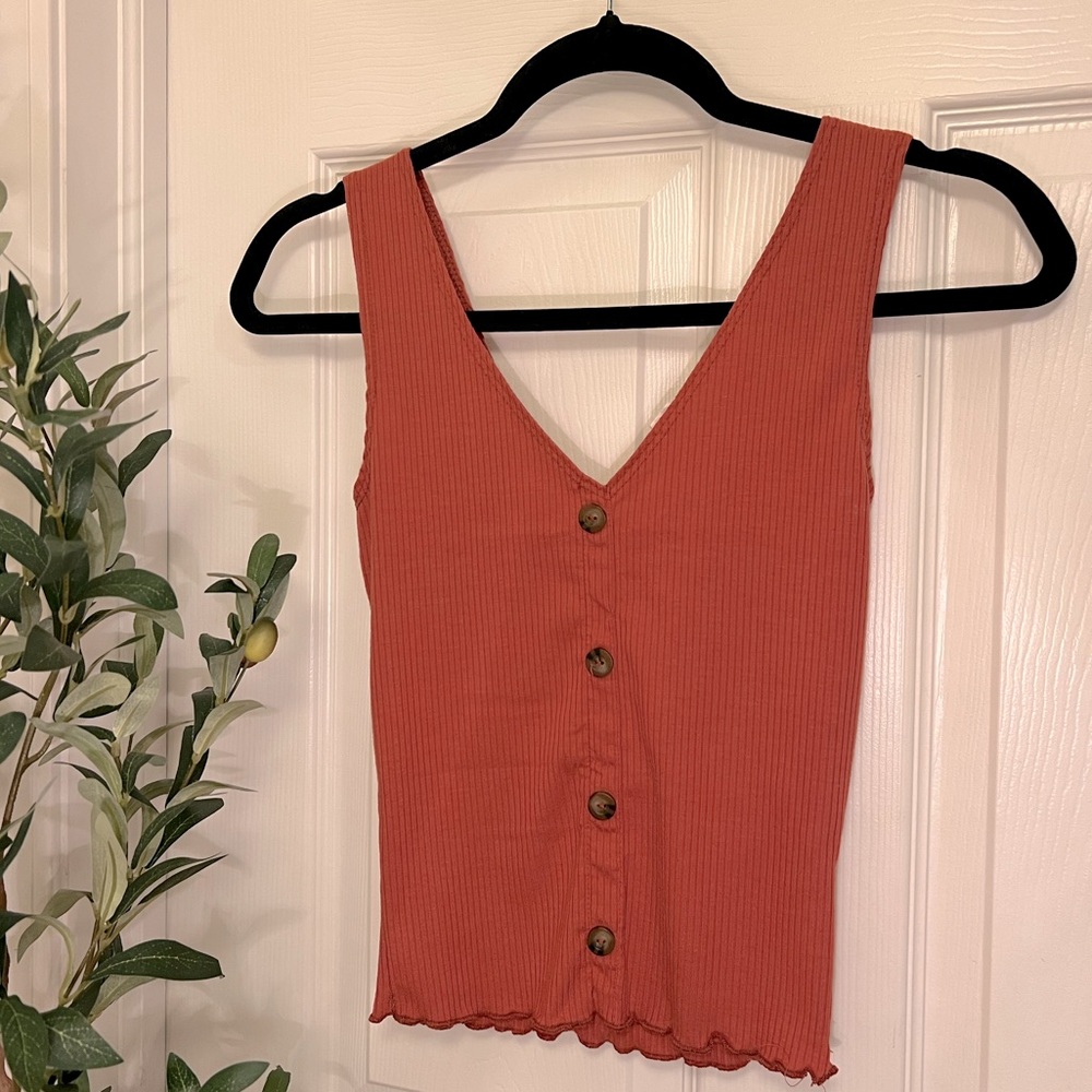 Caution To The Wind | Ribbed Rust Tank Top